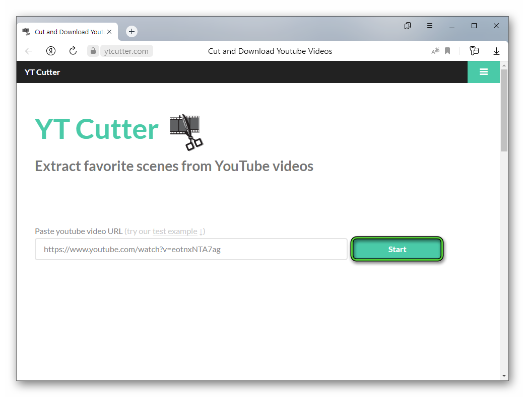 Использование сервиса YT Cutter